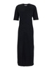 Black Long Crewneck Dress with T-Shirt Design in Cotton Woman