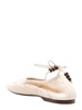 'Rosemary' White Ballet Flats with Embroidered Design Ankle Knot Closure in Cotton Crochet Woman