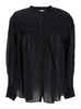 'Plalia' Black Shirt with Pleated Details in Cotton Woman
