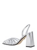 'Tara' Metallic Sandals with Elastic Ankle Strap and Block Heel in Leather Woman