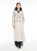 'Picasso' White Double-Breasted Coat with Wide Notched Revers and Belt in Wool Woman