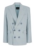 Light Blue Single-breasted Blazer in Linen Stretch Woman