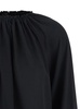 Black Top with Dropped Shoulders and Curlsin Fabric Woman