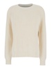 White Knit Crewneck Sweater In Cotton And Cashmere Blend Woman