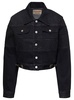 'mahina' Black Denim Patchwork Jacket With Heart-shaped Detail In Cotton Woman