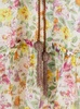 'lee' Multicolor Crewneck Kaftan With All-over Floral Motif And Waist Cord In Cotton And Silk Blend Woman