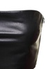 Black Bandeau Tube Top Crop Faux Leather In Polyester Woman
