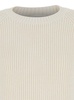 White Knit Crewneck Sweater In Cotton And Cashmere Blend Woman