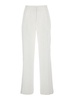 White Pants With Belt Loops And Pence Details In Linen Woman