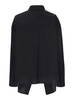 Black Shirt With Pointed Collar And Front Slit In Cotton Woman