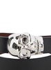 Black Bracelet with Skull Detail in Brass and Leather Man