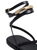Black Sandals With Adjustable Ankle Strap In Leather Woman