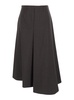 'sweet' Brown Asymmetric Skirt With Side Zip Closure In Linen And Viscose Blend Woman