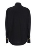 Black Shirt With Pointed Collar And Metallic Details On The Cuffs In Fabric Woman