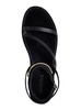 Black Sandals With Adjustable Ankle Strap In Leather Woman