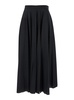 Black Long Skirt With Draped Details And Side Zip Closure In Cotton Woman