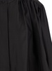 Black Top With Mandarin Collar And Front And Rear Gathers In Silk Woman