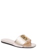 Silver Flat Sandals With 4g Detail In Metallic Leather Woman