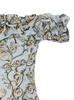 Blue Dress With Ruche And All-over Floral Printed Motif In Cotton Woman