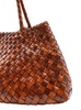 'santa Croce' Brown Shoulder Bag With Logo Charm Detail And Interwoven Design In Leather Woman