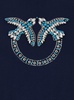 'quentin' Blue Crewneck T-shirt With Love Birds Diamond Cut Logo On The Front In Cotton Woman