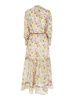 'lee' Multicolor Crewneck Kaftan With All-over Floral Motif And Waist Cord In Cotton And Silk Blend Woman
