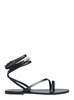 Black Sandals With Adjustable Ankle Strap In Leather Woman