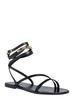 Black Sandals With Adjustable Ankle Strap In Leather Woman