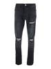 Amiri Black Jeans With Ripped Details On The Front And Logo Patch On The Rear In Denim Man