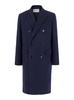 Ami Paris Blue Double-Breasted Coat With Peak Revers In Wool Man