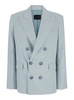 The Andamane Light Blue Single-Breasted Blazer In Linen Stretch Woman