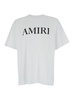 Amiri White Crewneck  T-Shirt With Logo Lettering Print In Cotton Man