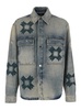 Amiri Blue Shirt With All-Over Ma-Quad Prints In Denim Man