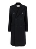 Ami Paris Black Double-Breasted Coat With Peak Revers In Wool Woman