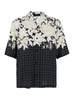 Amiri 'Garden' Black Bowling Shirt With Cuban Collar And All-Over Floral Print In Tech Fabric Man