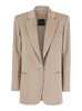 The Andamane 'Guia' Beige Single-Breasted Jacket With Notched Revers And Shoulder Pads In Wool Blend Stretch Woman