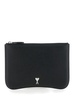 Ami Paris 'Paris Paris'black Pouch With Ami De Coeur Logo Detail On The Front In Grained Leather Man