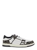 Amiri 'Skel Top Low' Black Sneaker With Skeleton Applications And All-Over Logo Print In Leather Man