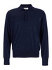 Ami Paris Blue Polo Shirt With Tone-On-Tone Embroidered Logo On The Front In Virgin Wool And Silk Blend Man
