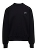 Ami Paris Black Crewneck Sweatshirt With Logo Lettering Detail On The Front And Adc Logo Embroidery On The Rear  In Cotton Man