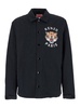 Black Overshirt With Tiger Embroidery In Tech Fabric Man