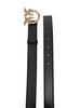 'Love Birds' Black Belt With Logo Buckle In Soft Silky Leather Woman Pinko