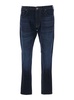 Blue Five Pocket Jeans With Logo Patch On The Back In Denim Man
