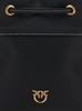 Black Mini Bucket Bag With Metallic Love Birds Logo On The Front In Hammered Leather Woman