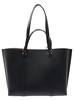 Black Large Tote Bag With Logo Charm In Grainy Leather Woman