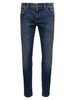 Blue Skinny Jeans With Logo Plaque At The Back In Stretch Cotton Denim Man