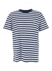 Blue T-Shirt With Striped Motif And Logo Embroidered On The Front In Cotton Man