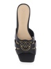 'Marli 09' Black Sandals With Love Birds Diamond Cut Plaque And Cut-Out Details In Leather Woman