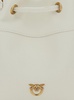 White Mini Bucket Bag With Metallic Love Birds Logo On The Front In Hammered Leather Woman