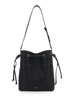 Black Bucket Bag With Metallic Love Birds Logo On The Front In Hammered Leather Woman